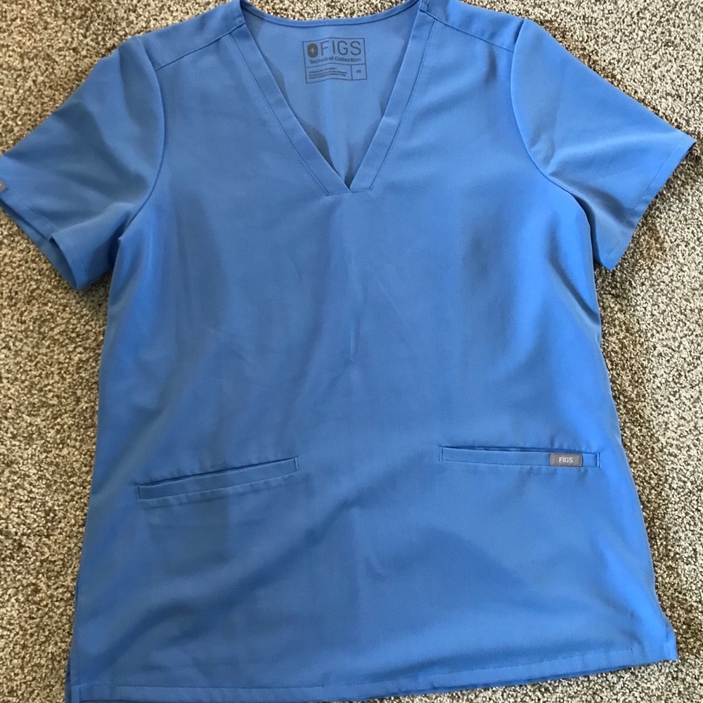 Figs Casma Scrub Top - Ceil Blue
